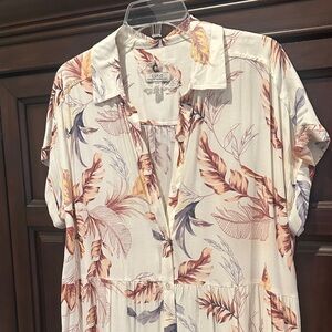 Cupio Cream and Pink Feather Pattern Dress